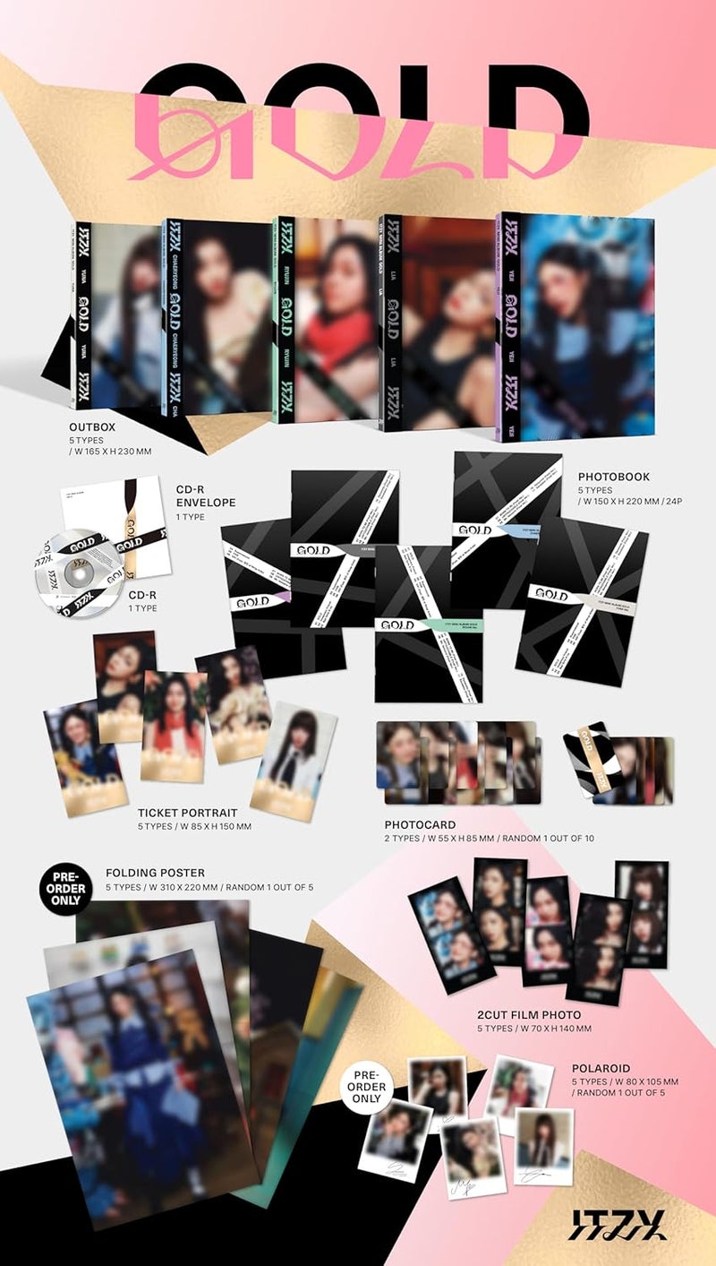 ألبوم ITZY المصغر التاسع GOLD Digipack نسخة LIA طلب مسبق ملصق بطاقة صور - Image 2