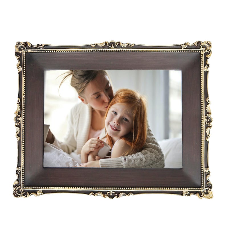 Hymmah 5 * 7inch محفظة إطار صورة عتيقة صورة عتيقة مزخرفة إطار راتنج مملوء باليد مع easel & hook for tabletop وجدار عرض معرض الصور - Image 2