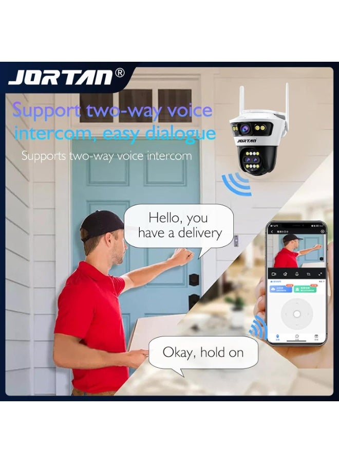 جورتان كاميرا مراقبة خارجية ذكية Wi-Fi بدقة 9 ميجابكسل، كاميرا ثلاثية العدسات مع تقريب هجين 8×، كشف حركة بالذكاء الاصطناعي، رؤية ليلية ملونة، صوت ثنائي الاتجاه، منفذ RJ45 وإنذار ذكي - Image 4
