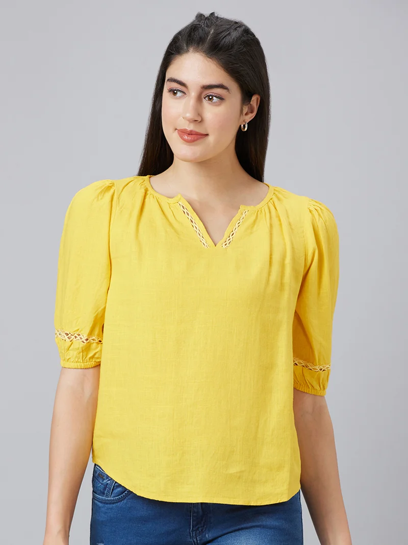 globus Women Puff Sleeves Formal Top