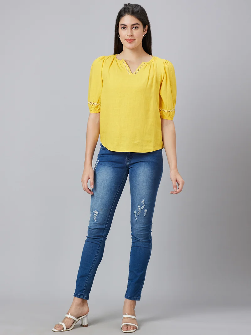 globus Women Puff Sleeves Formal Top