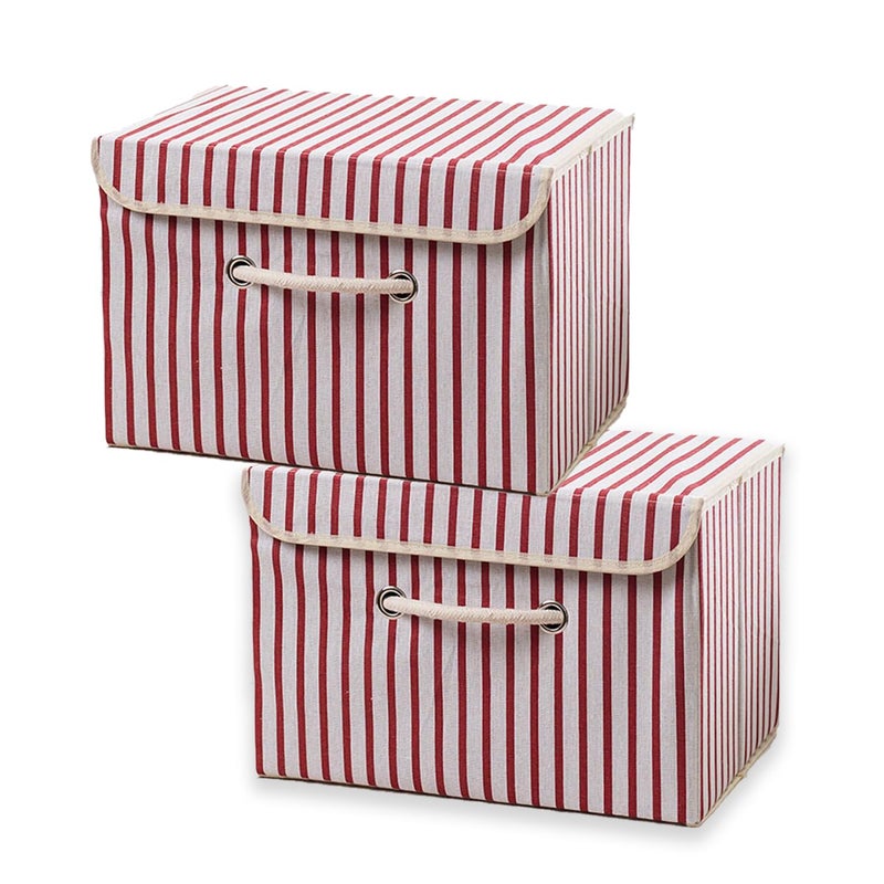 Kuber Industries Kuber Industries Large Foldable Storage Box With LidToys Storage BinWardrobe Organizer For clothesFront Handle Sturdy Pack Of2 Red  - Image 1