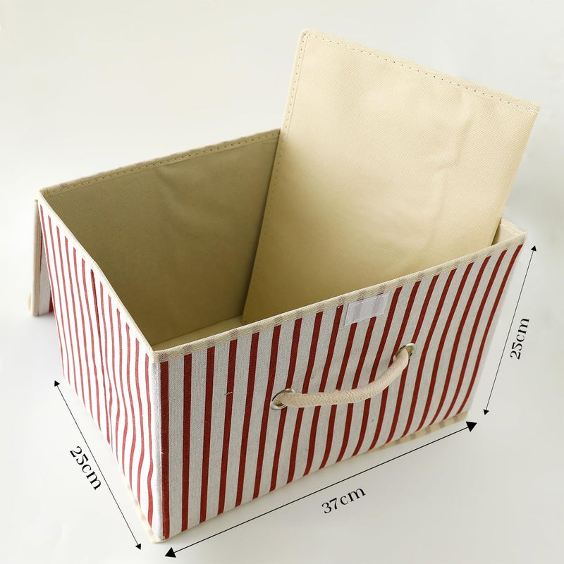 Kuber Industries Kuber Industries Large Foldable Storage Box With LidToys Storage BinWardrobe Organizer For clothesFront Handle Sturdy Pack Of2 Red  - Image 2