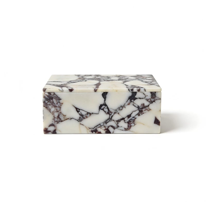 Artisanal Abode Luxury Marble Storage Box with Lid, White and Purple Veined Pattern, Decorative Organizer for Makeup Brushes, Jewelry, Bathroom Accessories (Rectangle) - Image 3