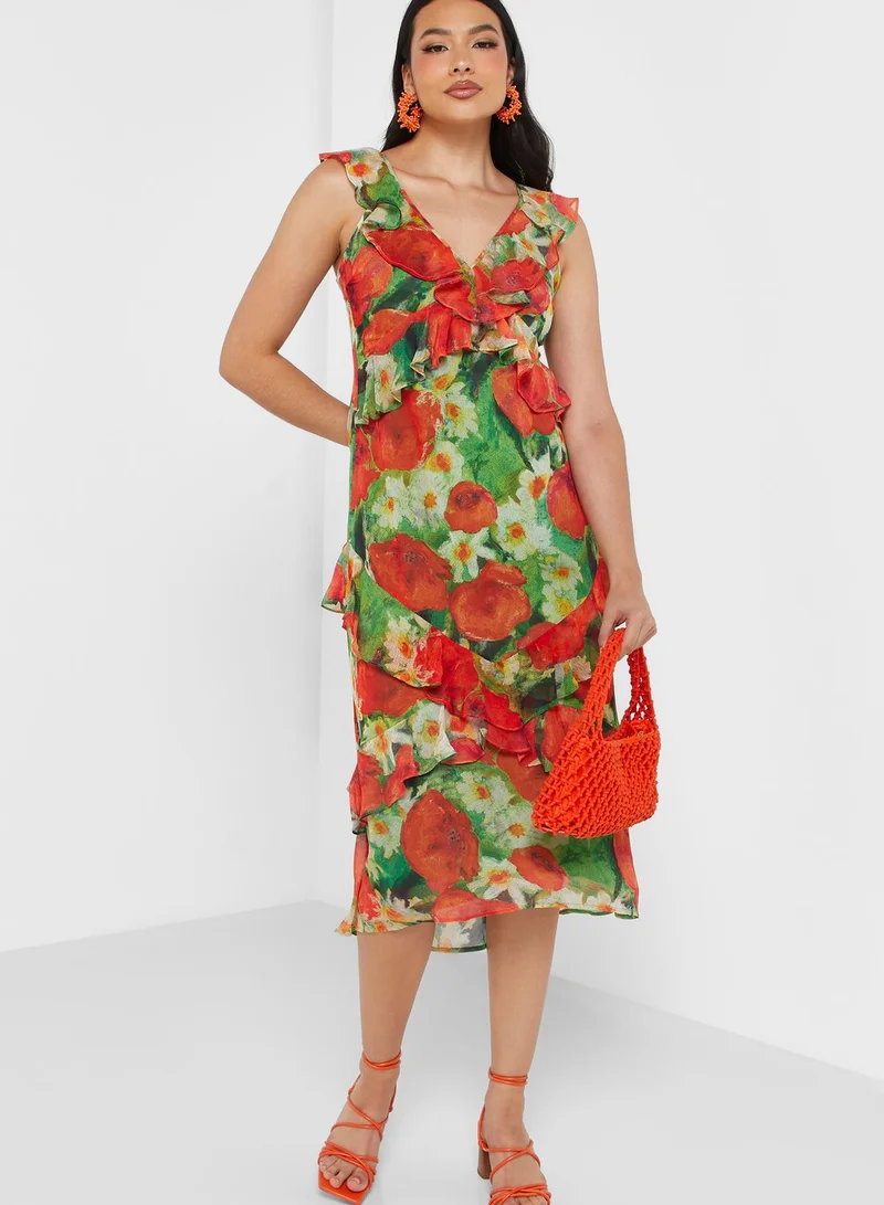 Hope & Ivy Cross Back Ruffle Detail Dress