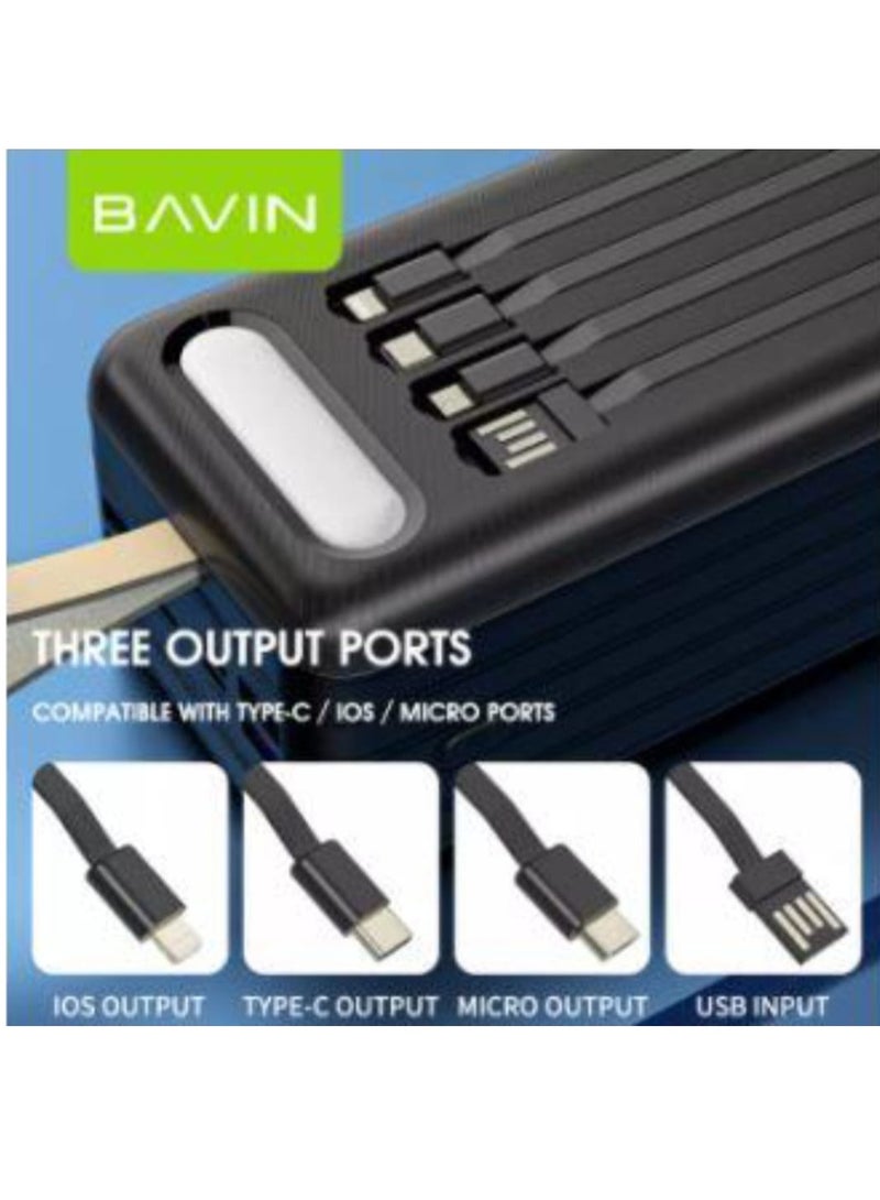 BAVIN PC053s Power Bank Portable Large Capacity60000 mAH Power Bank 22.5W Fast Charging power Bank With Built-in Flashlight And Built-in Cables - Image 4