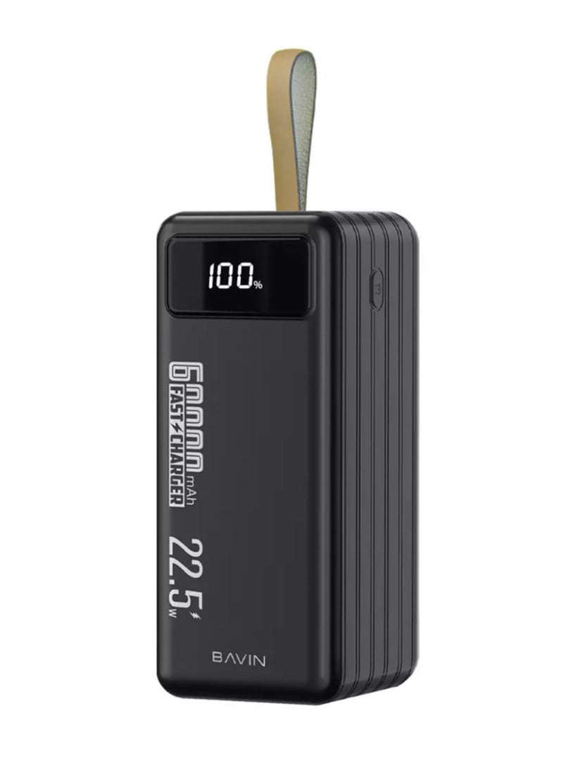 BAVIN PC053s Power Bank Portable Large Capacity60000 mAH Power Bank 22.5W Fast Charging power Bank With Built-in Flashlight And Built-in Cables - Image 2