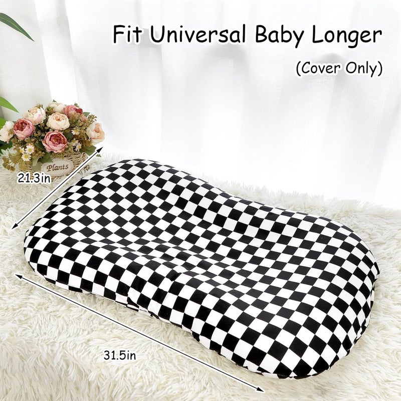 DILIMI Baby Lounger Cover for Boys and Girls Removable Cover Ultra Soft Comfortable Lounger Slipcover Black Checkerboard Lounger not Included - Image 3