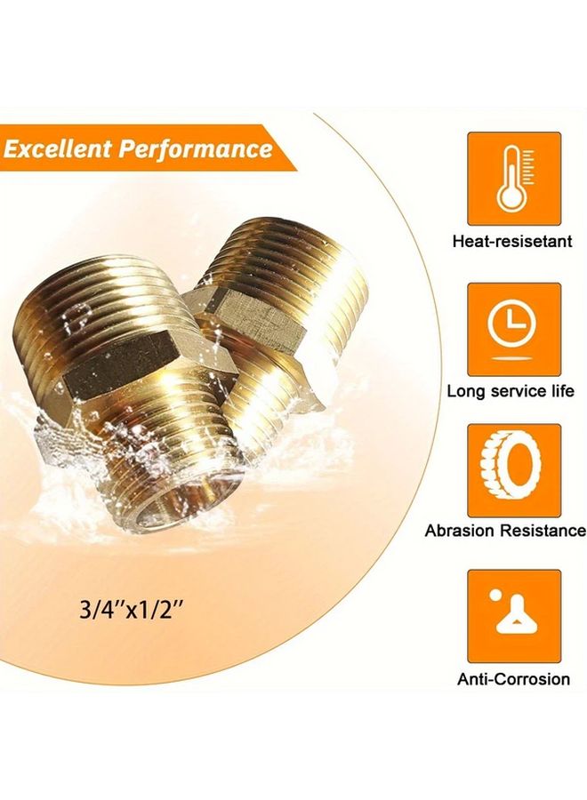 1/2 بوصة إلى 3/8 بوصة حلمة سداسية مختزلة ثقيلة من النحاس الأصفر الصلب لتجهيزات السباكة المضادة للتسرب - Image 5