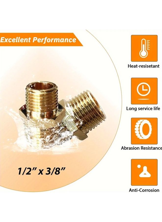 1/2 بوصة إلى 3/8 بوصة حلمة سداسية مختزلة ثقيلة من النحاس الأصفر الصلب لتجهيزات السباكة المضادة للتسرب - Image 2