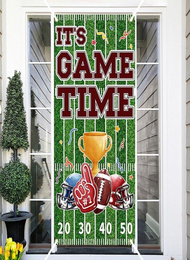 Ticuenicoa Football Party Decorations Door Cover - Door Cover Banner | It's Game Time Game Day Banner Backdrop for American Football Birthday Party & Tailgate Party Decor - Image 2
