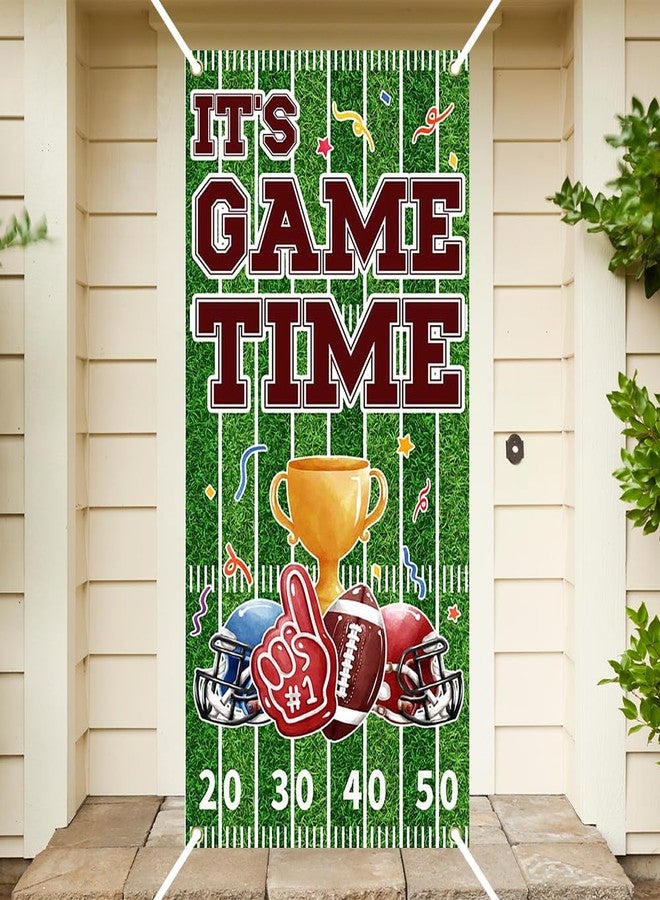 Ticuenicoa Football Party Decorations Door Cover - Door Cover Banner | It's Game Time Game Day Banner Backdrop for American Football Birthday Party & Tailgate Party Decor - Image 4
