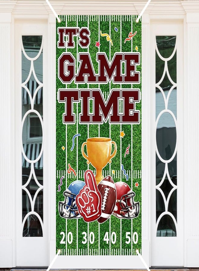 Ticuenicoa Football Party Decorations Door Cover - Door Cover Banner | It's Game Time Game Day Banner Backdrop for American Football Birthday Party & Tailgate Party Decor - Image 3