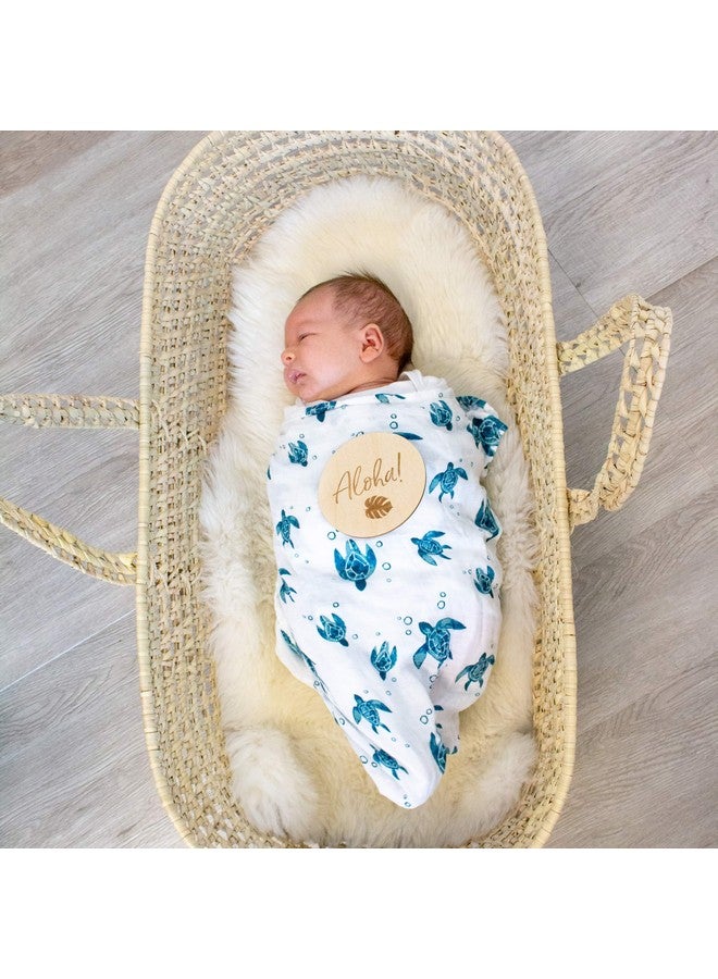 Bebe au Lait Bebe au Lait Oh So Soft Muslin Swaddle Blanket Set, Soft Muslin Design, Stylish Pattern - Surf and Sea Turtles , 47x47 Inch (Pack of 2) - Image 3