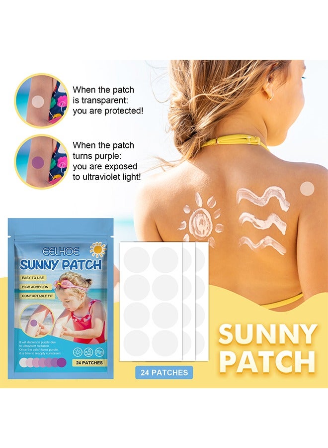 إيلهو صني التصحيح ، ملصقات الأشعة فوق البنفسجية ، للوقاية من الشمس إعادة تطبيق بقع للماء الجسم والوجه ، ملصق تذكير  الكشف ، كشف SPF من ذراع الأطفال البالغين ، الساق - Image 1