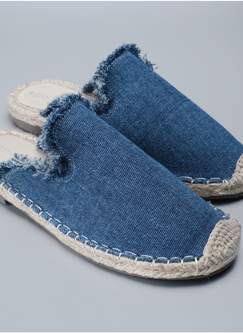 MERRY KURRY - 2024 Lady's Handmade Espadrilles  Flat Shoes With Jeans Fabric - Image 1