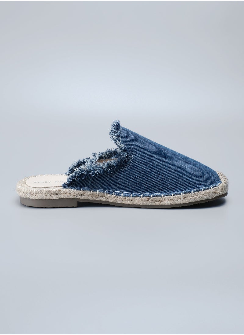 MERRY KURRY - 2024 Lady's Handmade Espadrilles  Flat Shoes With Jeans Fabric - Image 1