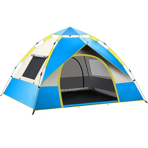 Hacer Camping Spring Tent for 3 Person 2 Doors 210D+170T Fabric Lightweight Backpacking Waterproof Windproof Portable Cabin for 2 to 3 Persons Suitable for Hiking (Blue, 1 PC) - Image 1