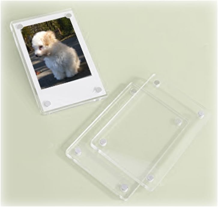FoRapid 3" Dual Sided Clear Acrylic Refrigerator Magnetic Photo Frame, Frameless Display Compatible with Fujifilm Mini 9 8 8+ 2x3 Photo (x5) - Image 2