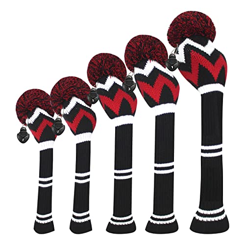 Scott Edward Knit Golf Club Cover for Woods and Driver Set of 5 Head Covers Protect Driver Wood(460cc) 1 Fairway Wood2 and Hybrid/UT2 with Rotating Club Number Tags - Image 1