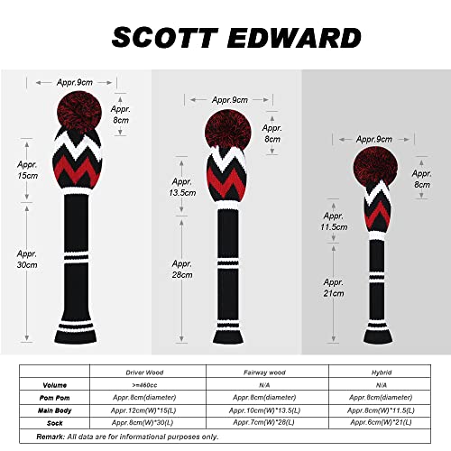 Scott Edward Knit Golf Club Cover for Woods and Driver Set of 5 Head Covers Protect Driver Wood(460cc) 1 Fairway Wood2 and Hybrid/UT2 with Rotating Club Number Tags - Image 3