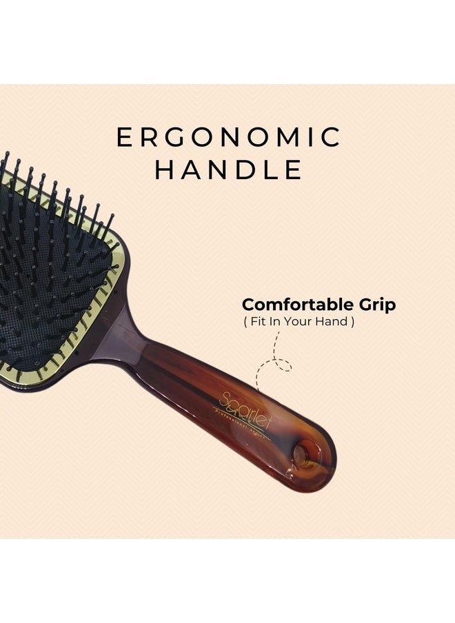 Scarlet Line Scarlet Line Large Paddle Hair Brush with Plastic Handle, Air Cushion Paddle Brush with Ball Tip Nylon Bristles Styling n Straightening_Shell Color  - Image 5