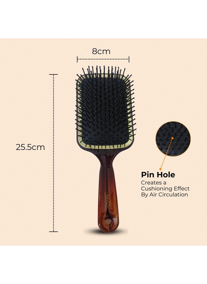 Scarlet Line Scarlet Line Large Paddle Hair Brush with Plastic Handle, Air Cushion Paddle Brush with Ball Tip Nylon Bristles Styling n Straightening_Shell Color  - Image 2