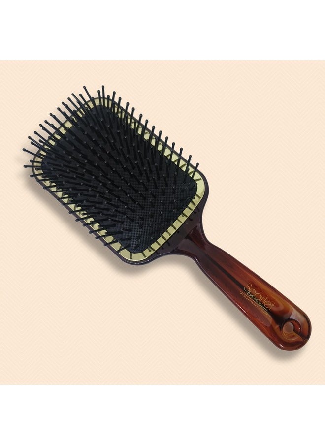 Scarlet Line Scarlet Line Large Paddle Hair Brush with Plastic Handle, Air Cushion Paddle Brush with Ball Tip Nylon Bristles Styling n Straightening_Shell Color  - Image 1