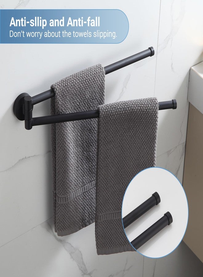 BGL Swivel Towel Bar for Bathroom Matte Black,Swing Out Double Towel Bar 2-Arm Kitchen Wall Mounted Towel Hanger Holder for Bathroom Organizer - Image 4