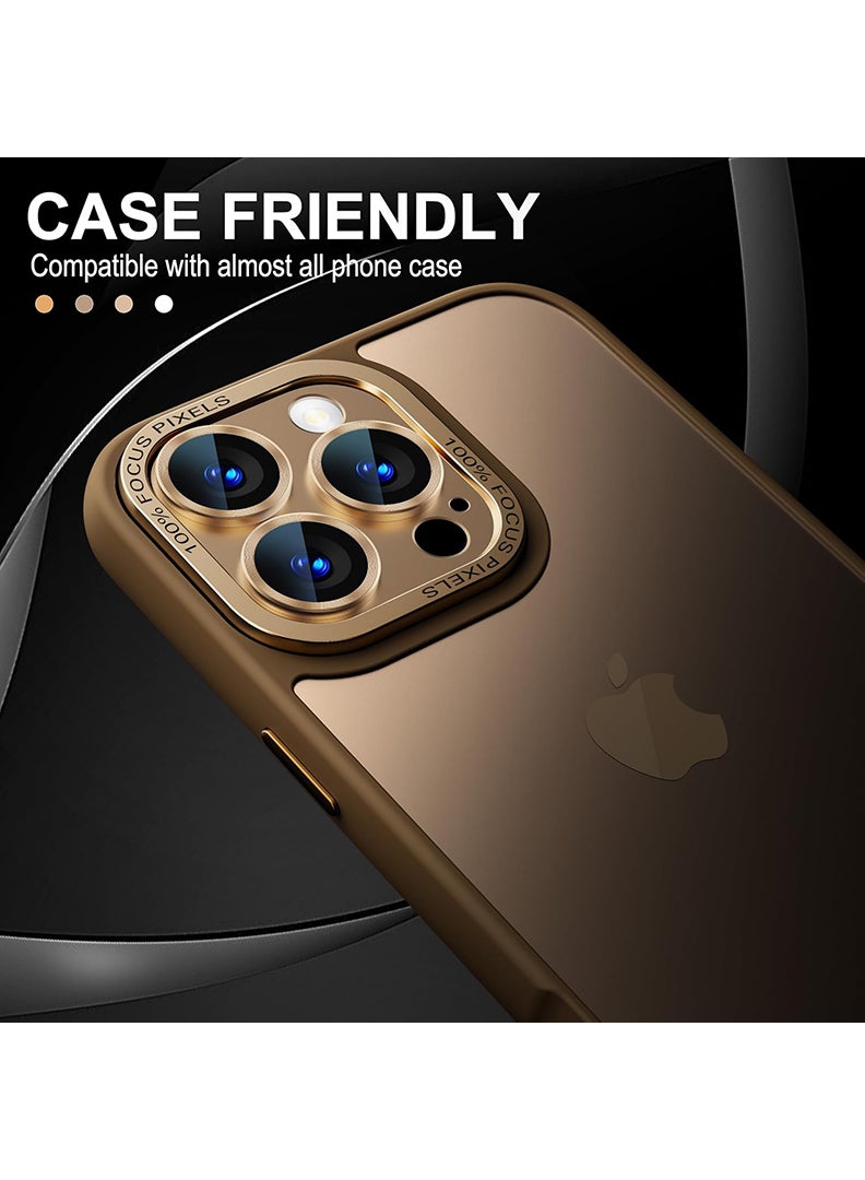 Theodor iPhone 16 Pro Max/ 16 Pro  Camera Lens Protector With 9H Tempered Glass Camera Ring Anti Scratch Metal Plate [Drop Protection], Case Friendly Camera Cover, Desert Titanium - Image 5