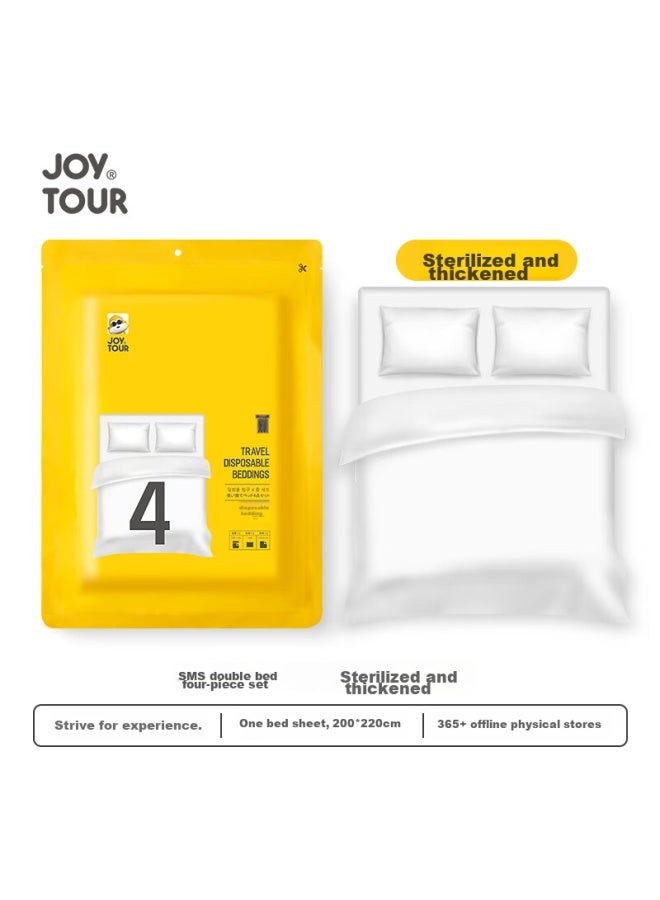 JOY TOUR Joytour Disposable Bedding Set, Four Pieces, Sms-grade Sterilized, Thickened, Includes Duvet Cover, Pillowcases, Hotel Hygiene Barrier, Double Size - Image 1