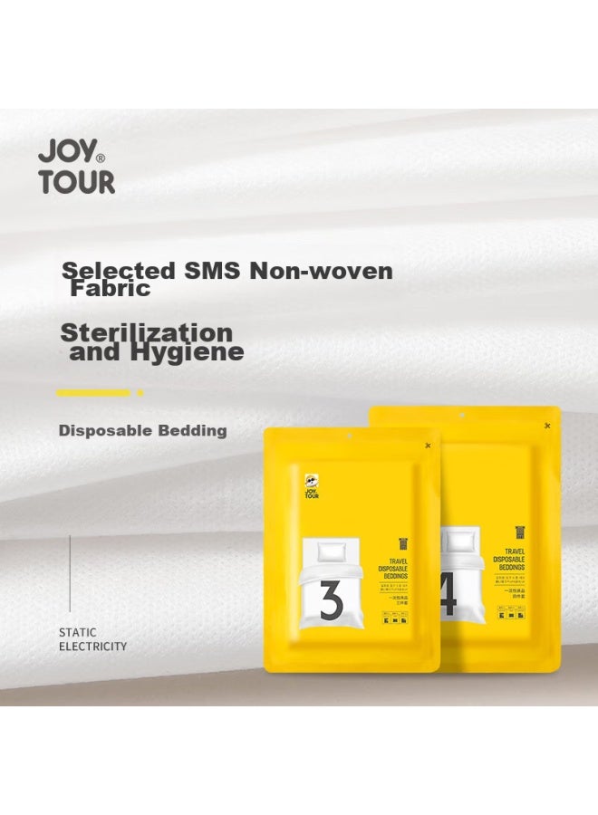 JOY TOUR Joytour Disposable Bedding Set, Four Pieces, Sms-grade Sterilized, Thickened, Includes Duvet Cover, Pillowcases, Hotel Hygiene Barrier, Double Size - Image 3