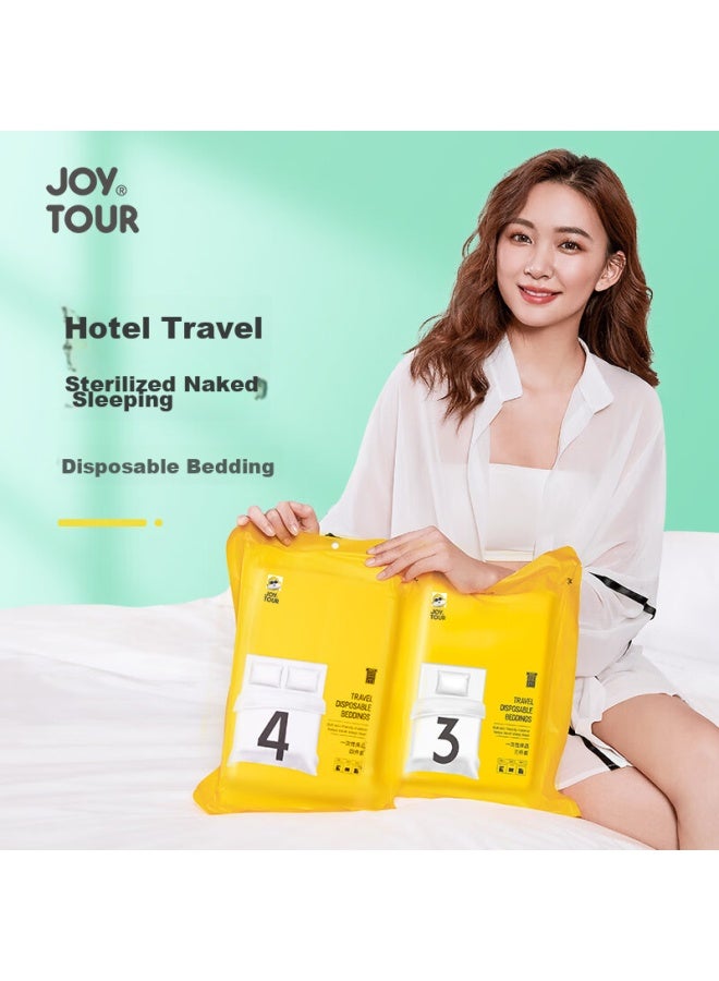 JOY TOUR Joytour Disposable Bedding Set, Four Pieces, Sms-grade Sterilized, Thickened, Includes Duvet Cover, Pillowcases, Hotel Hygiene Barrier, Double Size - Image 2