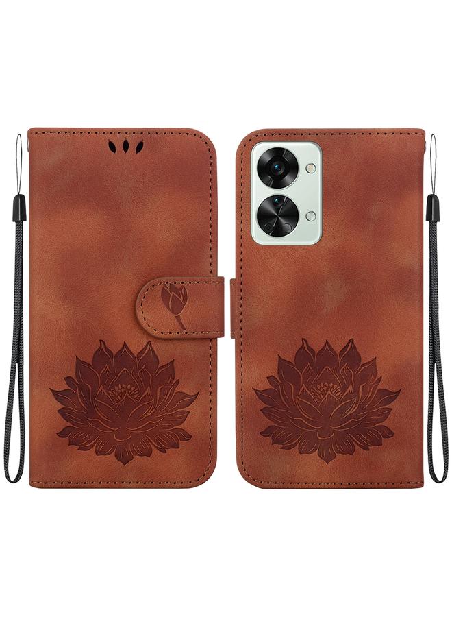 erorex Case For OnePlus Nord 2T Lotus Embossed Leather Phone Case  - Image 1
