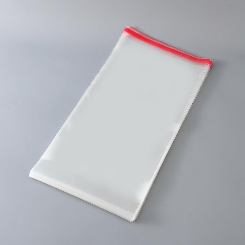 ريد دوت جيفت Red Dot Gift® 100 قطعة (40X50+3سم) أكياس بلاستيكية ذاتية الإغلاق سيلوفان كريستال لامع شفاف سيلو كيس شفاف ذاتي اللصق قابل لإعادة الإغلاق للتغليف والتخزين - Image 1