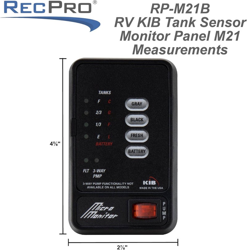 RecPro RV Tank Sensor Monitor Panel M21 | KIB Replacement | Panel Only | Fresh Water or Holding Tank Level Sensor (Black) - Image 5