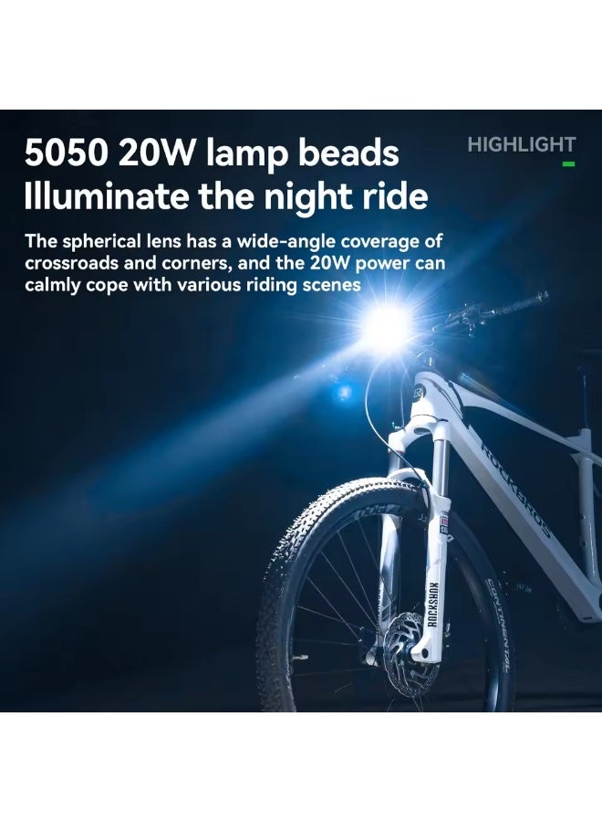 ROCKBROS Bicycle Light 1200LM 5000mAh Type-C Rechargeable Headlight Anti-glare Design IPX6 Flashlight Quick Release Bike Light - Image 5