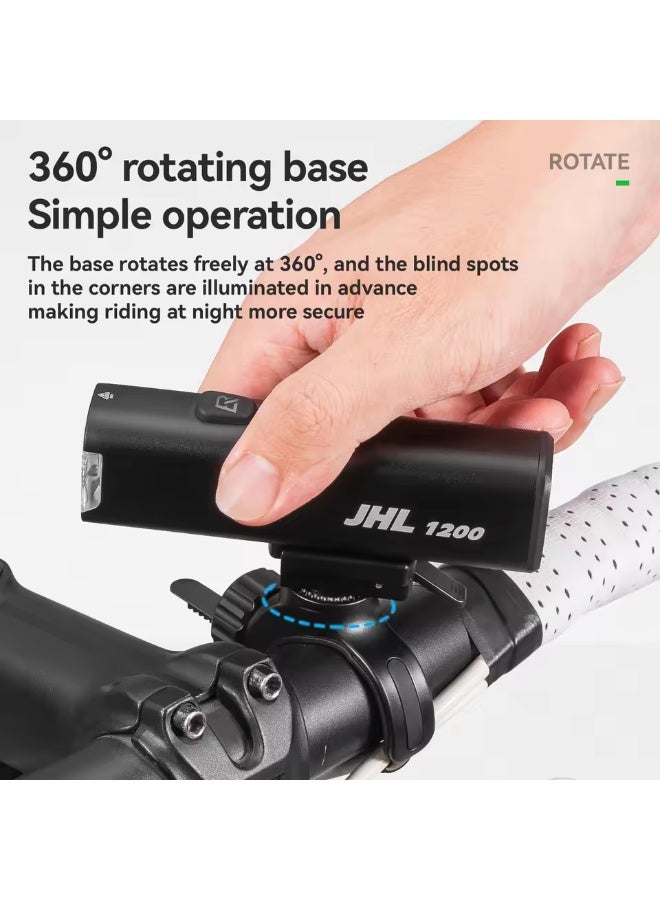 ROCKBROS Bicycle Light 1200LM 5000mAh Type-C Rechargeable Headlight Anti-glare Design IPX6 Flashlight Quick Release Bike Light - Image 4
