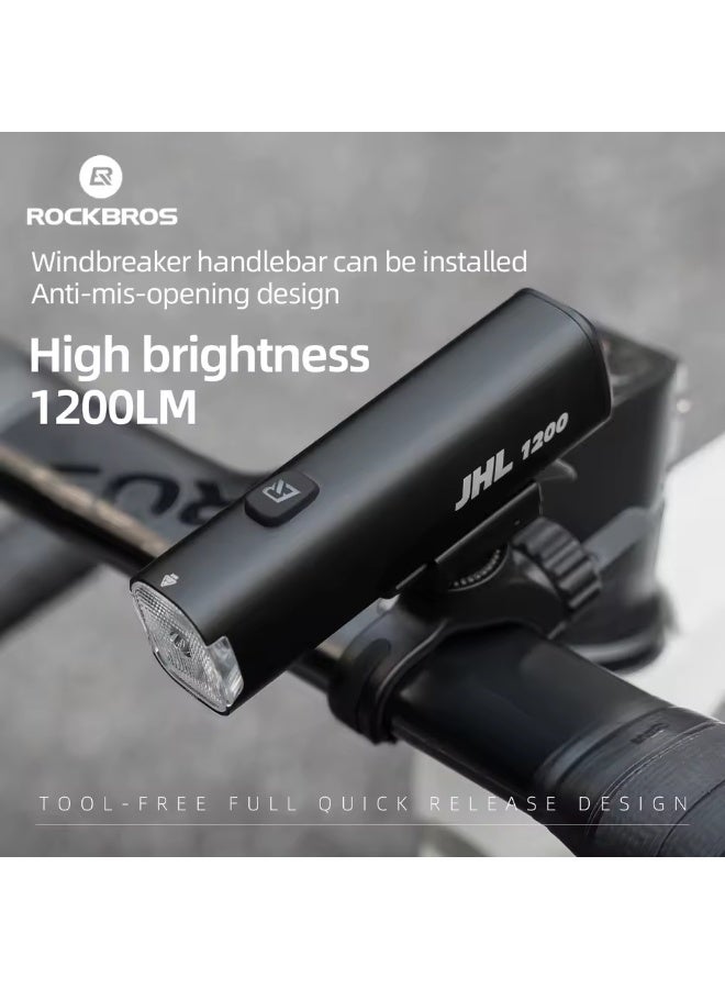 ROCKBROS Bicycle Light 1200LM 5000mAh Type-C Rechargeable Headlight Anti-glare Design IPX6 Flashlight Quick Release Bike Light - Image 1
