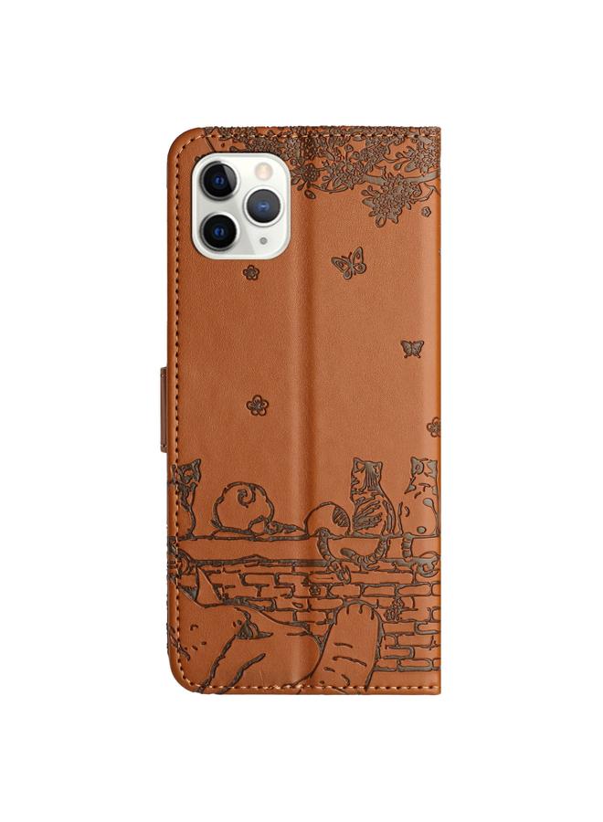 زبون جراب هاتف جلدي بنقشة قطة لهاتف iPhone 11 Pro مع حبل - Image 3