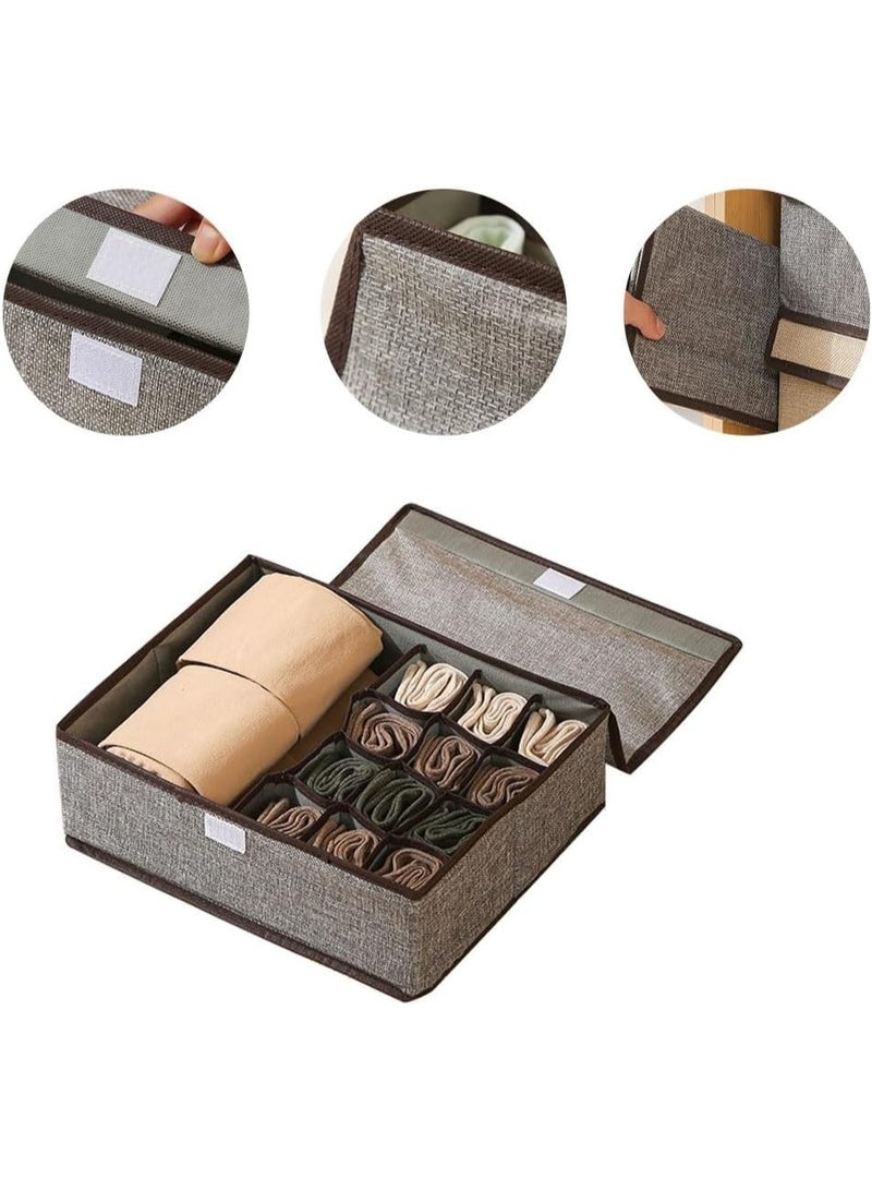 PTTIMFFM 2-Pack Foldable Drawer Organizer with Lid, Fabric Storage Boxes for Socks, Underwear, Ties, Closet Divider for Cabinet & Wardrobe - Image 2