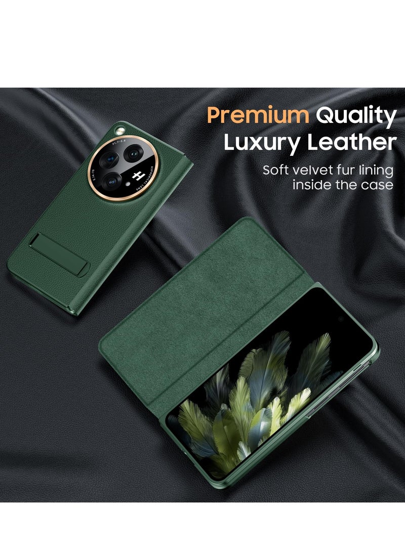 SYOSI Case for OnePlus Open Luxury cowhide Leather Case with Kickstand and Camera Lens Protection Ultra Thin Shockproof Magnetic Flip Business Luxury Case for OnePlus Open 2023 Black - Image 4