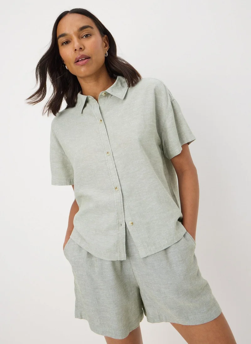 Matalan Green Linen Blend Box Shirt