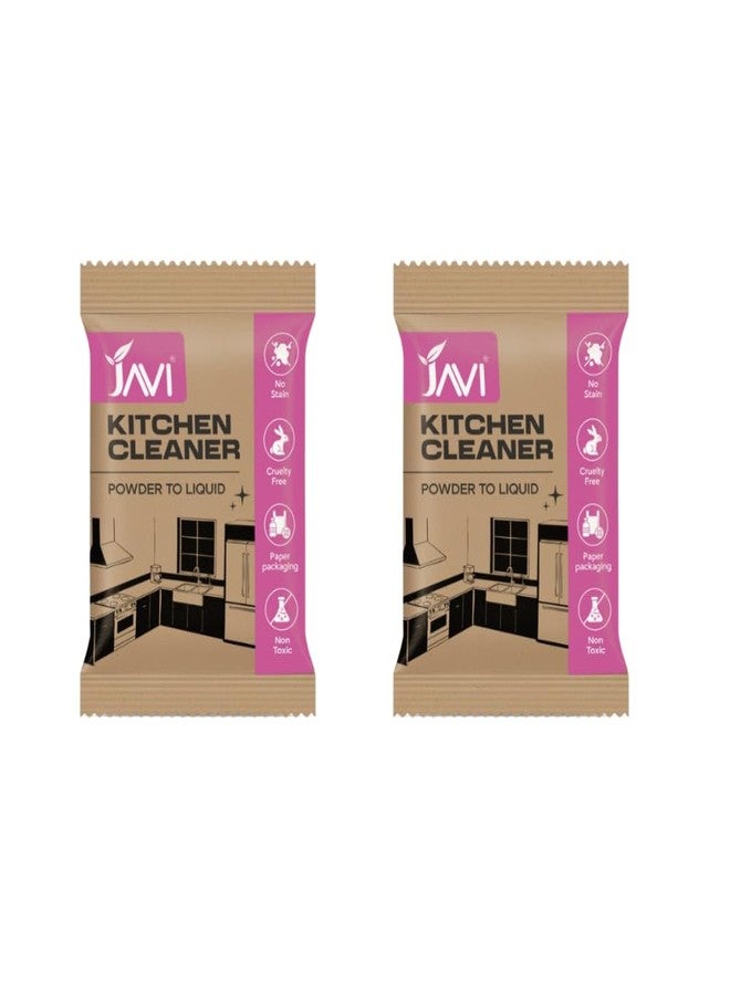 JAVI Kitchen Cleaner Powder to Liquid | Eco-Friendly Grease Remover for Kitchen Surfaces | Non-Toxic, Cruelty-Free Cleaning Powder | Plastic-Free Refill Cleaner | (2 Sachet = 1 Ltr) - Image 1