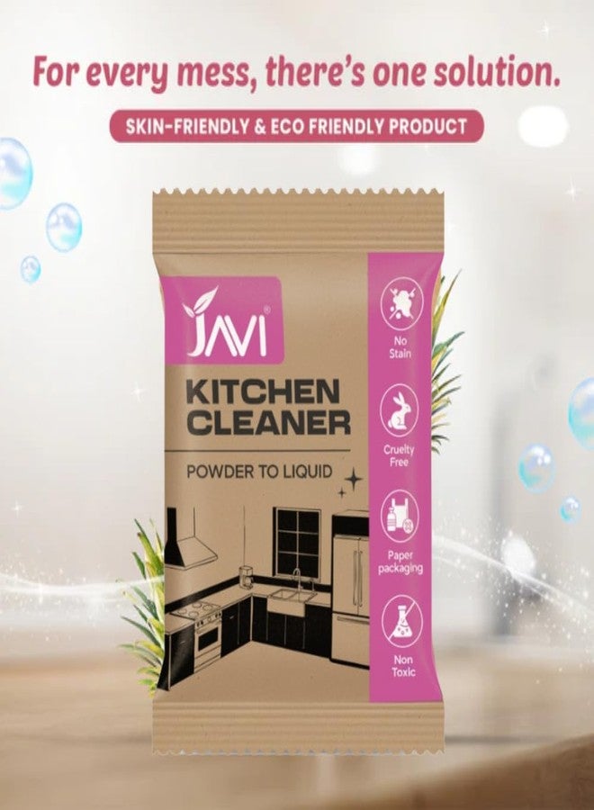 JAVI Kitchen Cleaner Powder to Liquid | Eco-Friendly Grease Remover for Kitchen Surfaces | Non-Toxic, Cruelty-Free Cleaning Powder | Plastic-Free Refill Cleaner | (2 Sachet = 1 Ltr) - Image 3