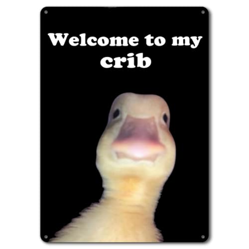 hkejoi Welcome to My Crib Tin Sign for Teen Girls Boy, Bedroom/Gaming Room Bar Cave Door Decor, Dorm Wall Accessories Cool Things, Funny Metal Tin Signs Funny Decor Cute Thing 12 x 8 Inch - Image 1