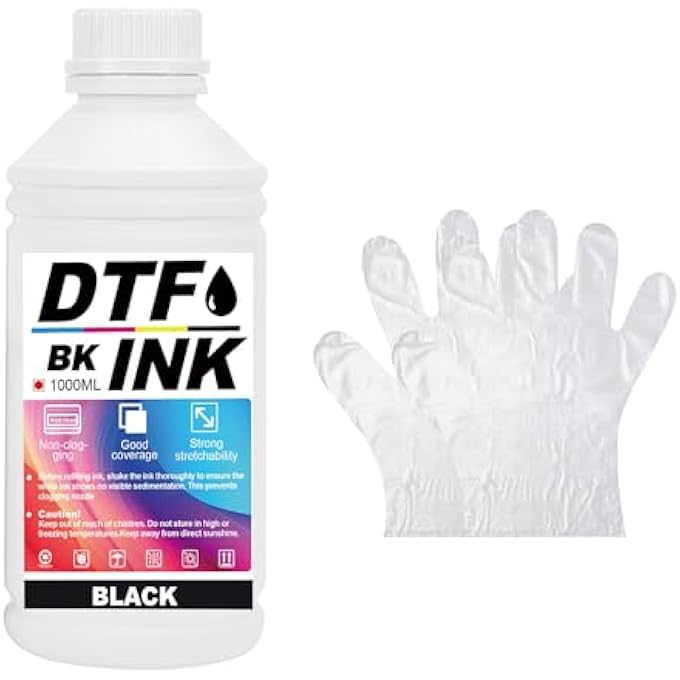 PREMIUM DTF INK REFILL FOR INKJET PRINTERS, TRANSFER INK CONVERSION KIT FOR PET FILM THERMAL TRANSFER TEXTILE PRINTING COMPATIBLE WITH I3200, DX5/DX7, 5113, I4720, XP600 (BLACK, 1000ML) - Image 1