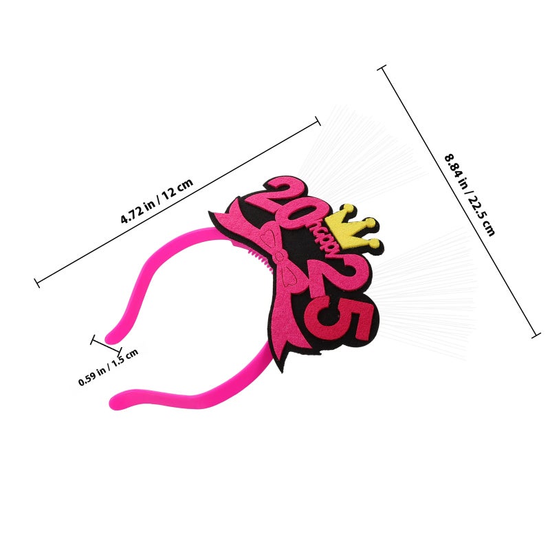 Light Up New Year Headband for Kids and Adults Happy New Year Party Accessory Glowing 2025 Headband for New Year's Eve New Year Hairband Festival Headband Decoration - Image 2
