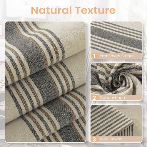 ColorBird Brown and Grey Striped Curtains 2 Panels Set, Modern Farmhouse Vintage Patterned Curtain 84 Inches Long, Light Filtering Window Treatment Drapes for Living Room Bedroom Doorways Closet - Image 4