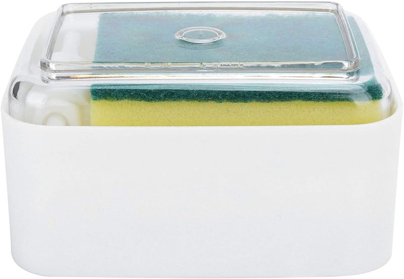 ويوبلز موزع صابون سائل أوتوماتيكي يعمل بالضغط، 2 في 1 مع حامل إسفنجة لحوض المطبخ (أبيض) - Image 1